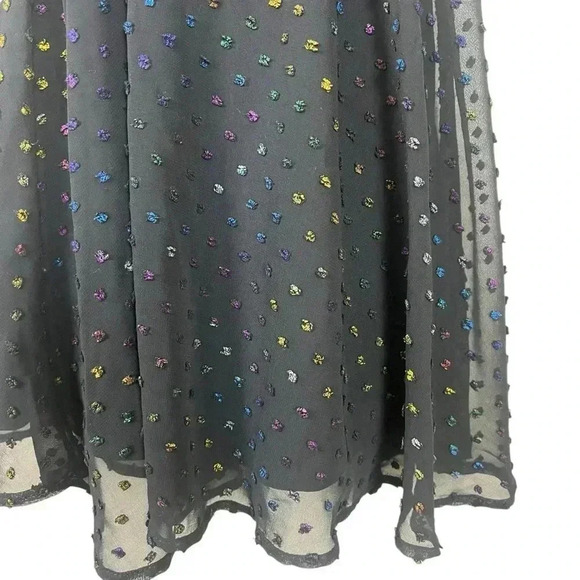 Black Low Back Polka Dot Spaghetti Strap V Neck Micro Mini Evening Size 7 - Picture 7 of 8